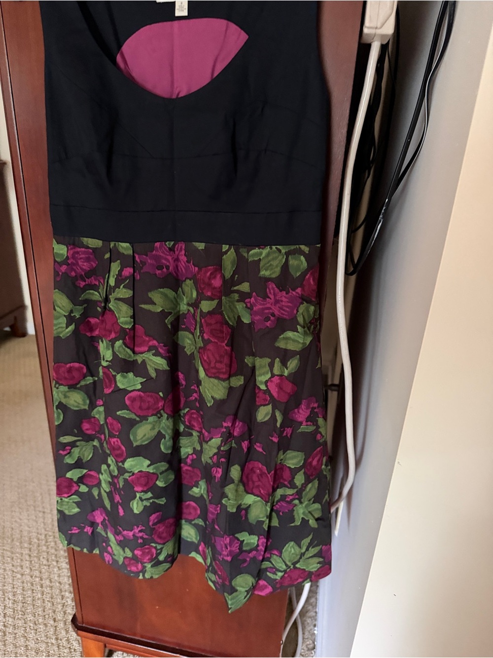 Moulinette Soeurs Black Bodice Pink & Green Floral Midi Dress - Picture 3 of 5